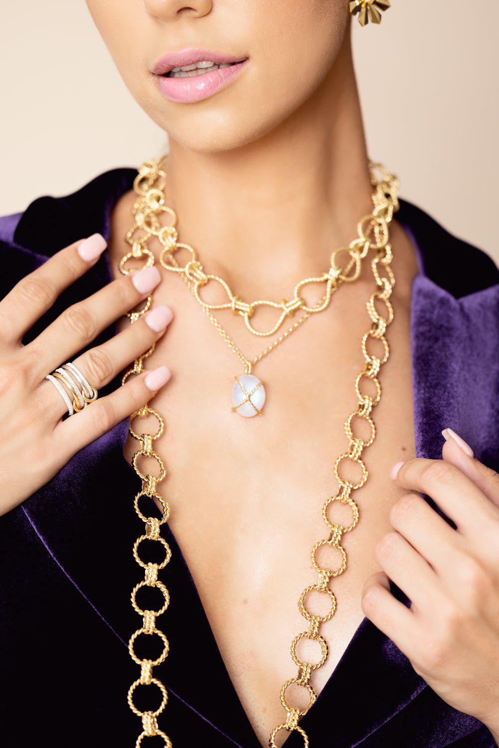 VERDURA-Wrapped Pebble Pendant-YELLOW GOLD