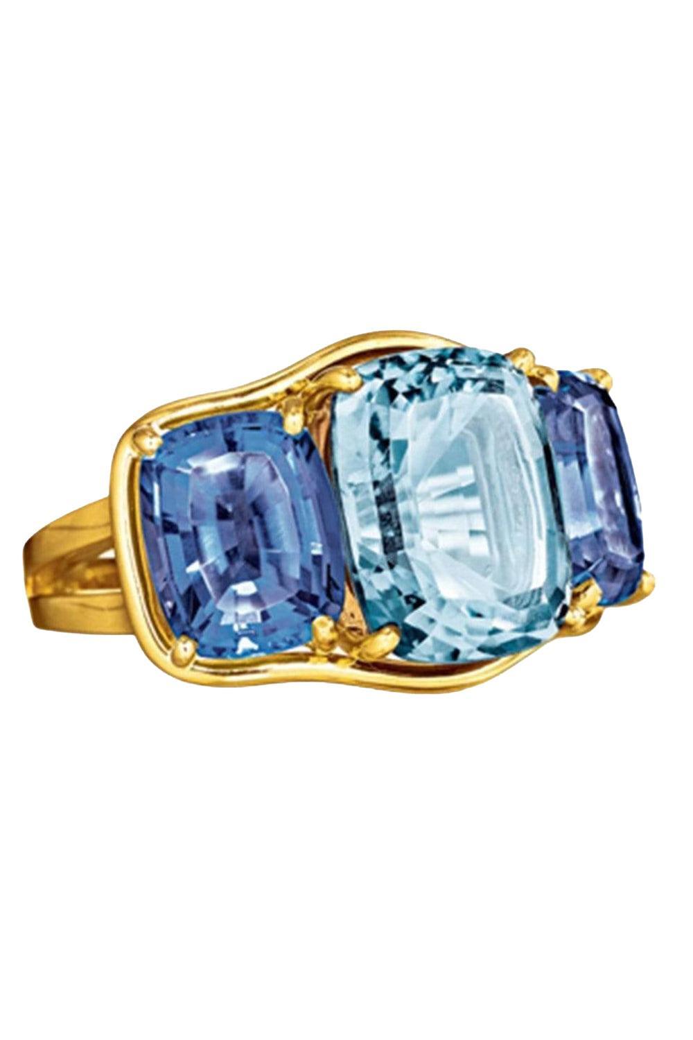 Aquamarine Iolite Three Stone Ring-YELLOW GOLD-6-JEWELRYFINE JEWELRING-VERDURA