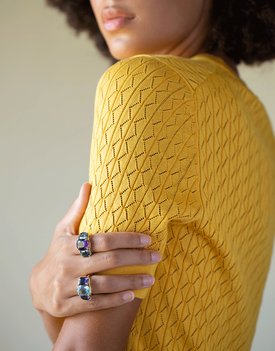 VERDURA-Aquamarine and Iolite Three Stone Ring-YELLOW GOLD