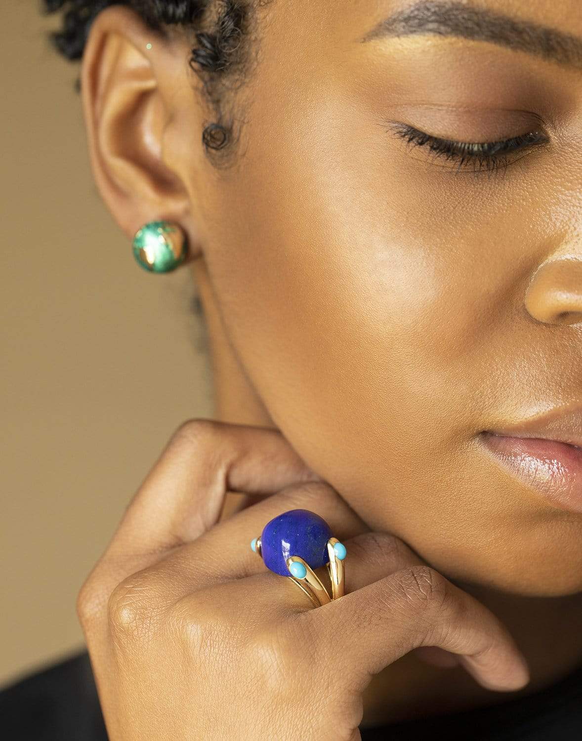 VERDURA-Turquoise and Lapis Candy Ring-YELLOW GOLD