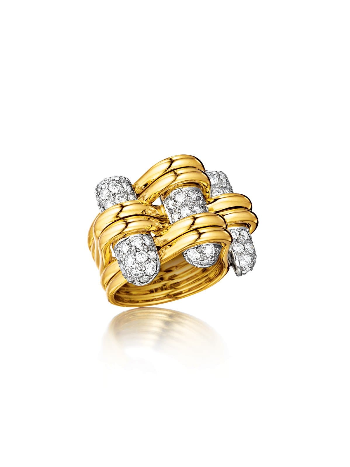 VERDURA-Trio Diamond Ring-YELLOW GOLD