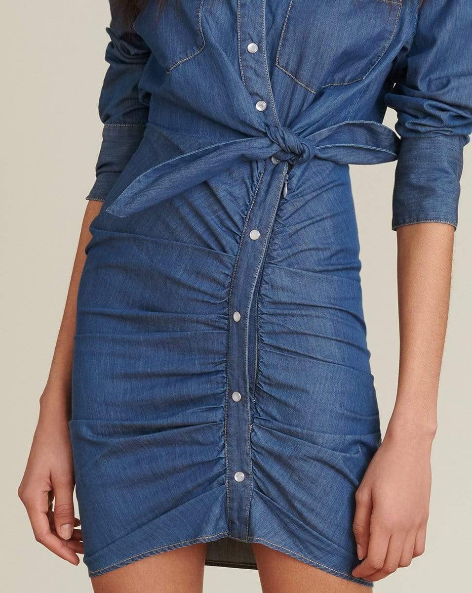 VERONICA BEARD-Sierra Ruched Chambray Dress-