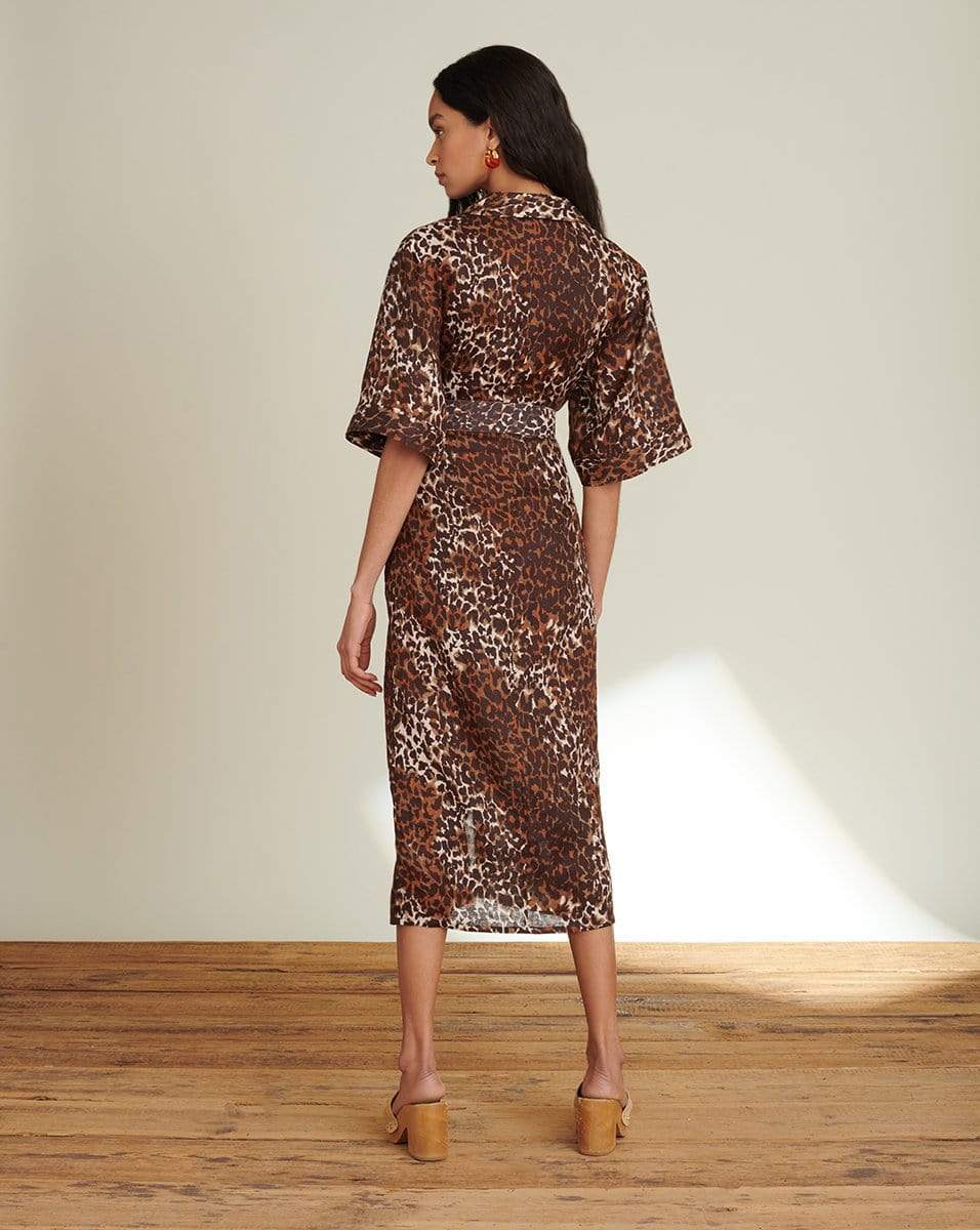 VERONICA BEARD-Seki Linen Leopard Dress-