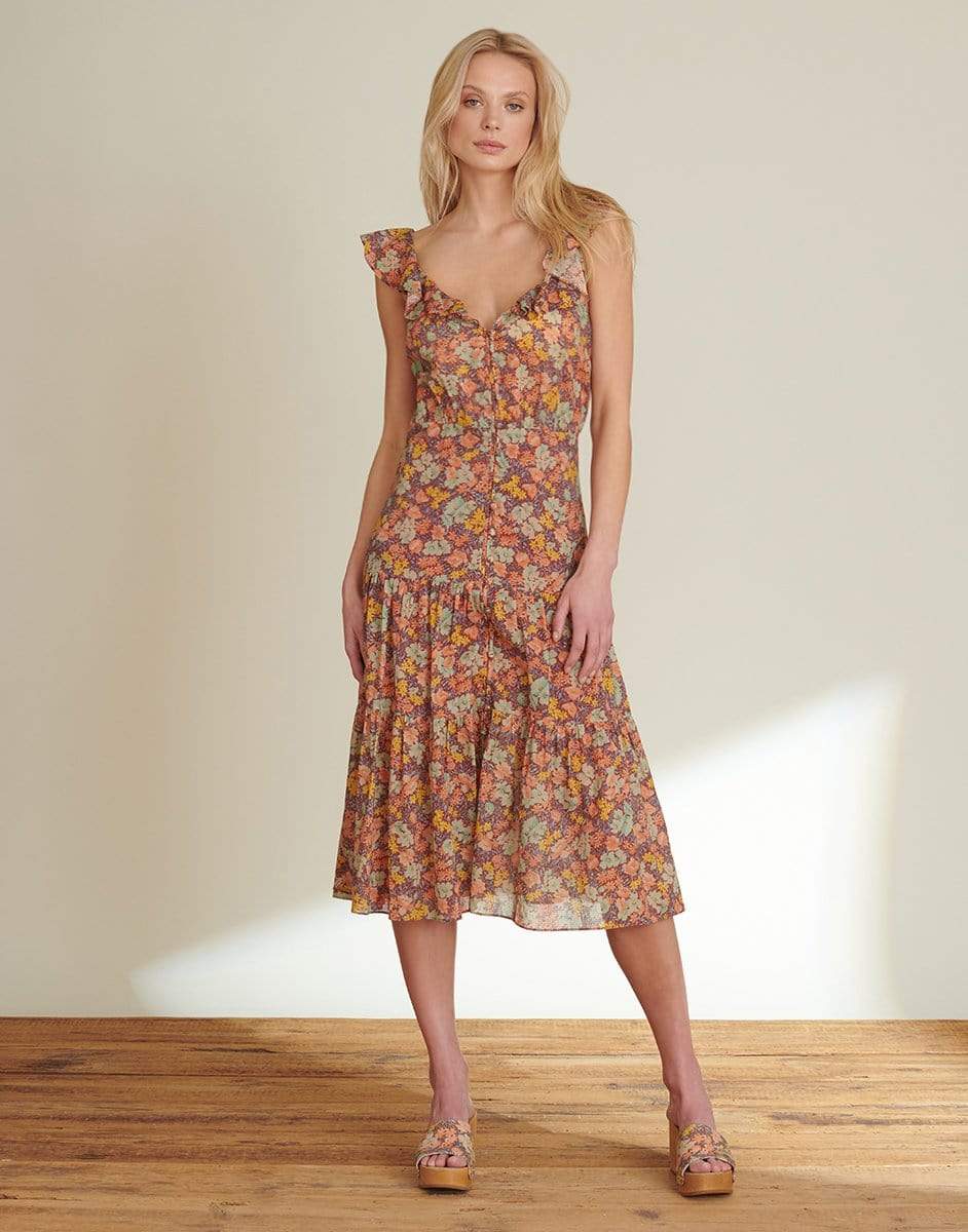 VERONICA BEARD-Malgosia Floral Midi Dress-