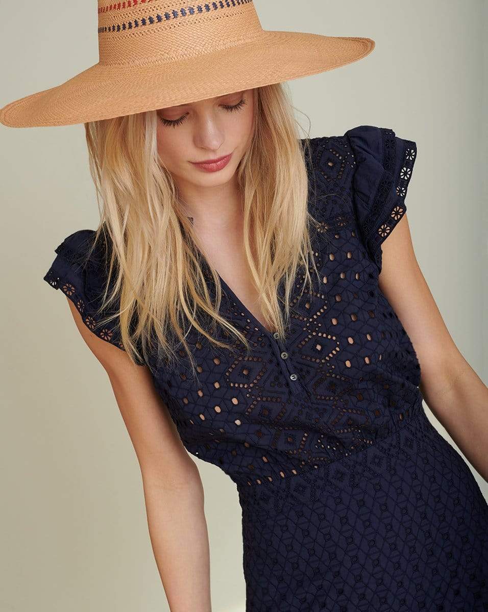 VERONICA BEARD-Satori Eyelet Maxi Dress - Navy-