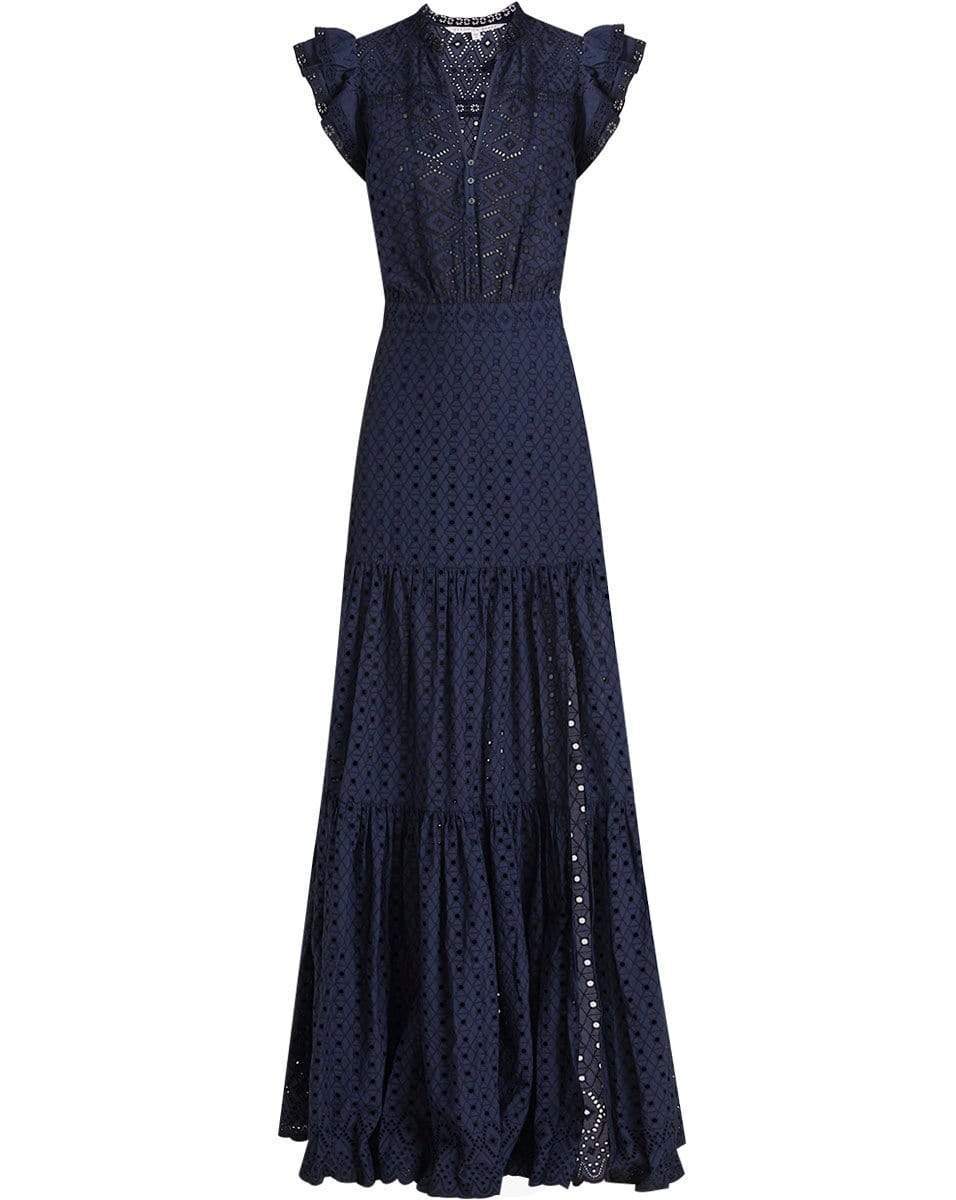 VERONICA BEARD-Satori Eyelet Maxi Dress - Navy-