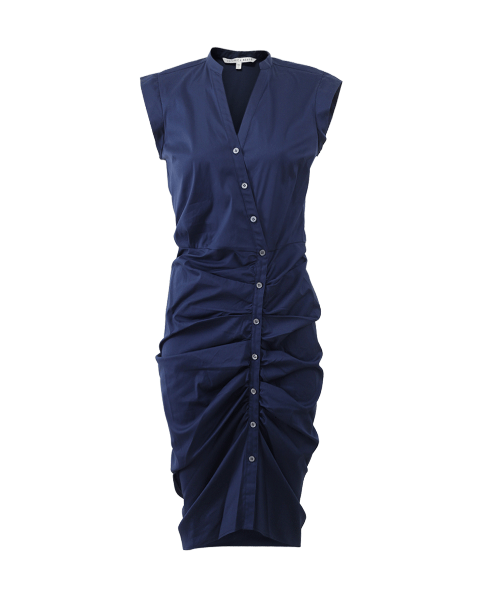 VERONICA BEARD-Ruched Shirt Dress-