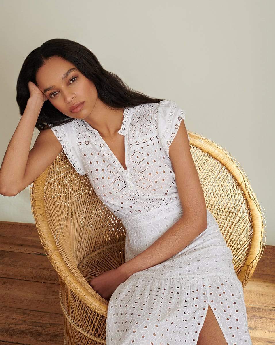 VERONICA BEARD-Satori Eyelet Maxi Dress - White-