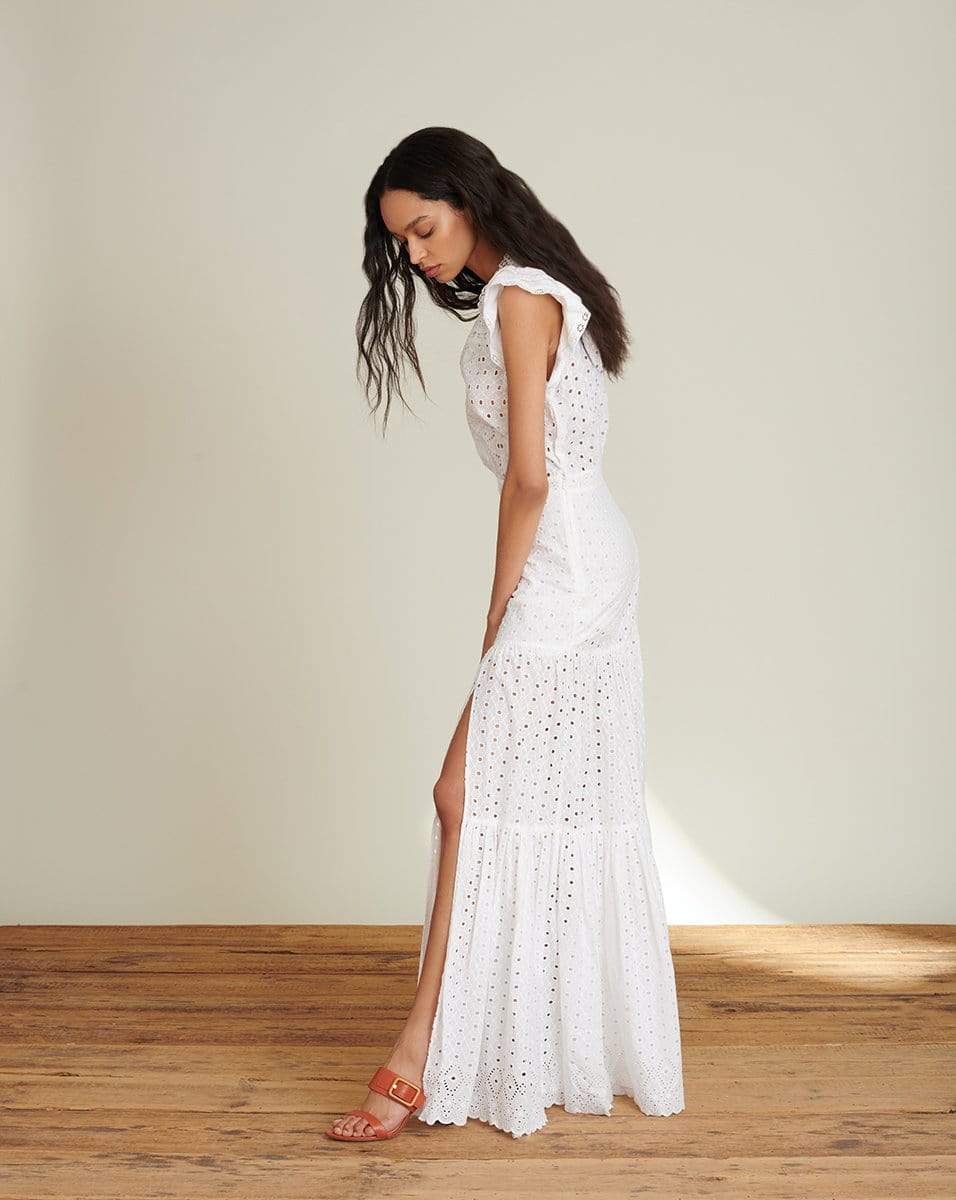VERONICA BEARD-Satori Eyelet Maxi Dress - White-