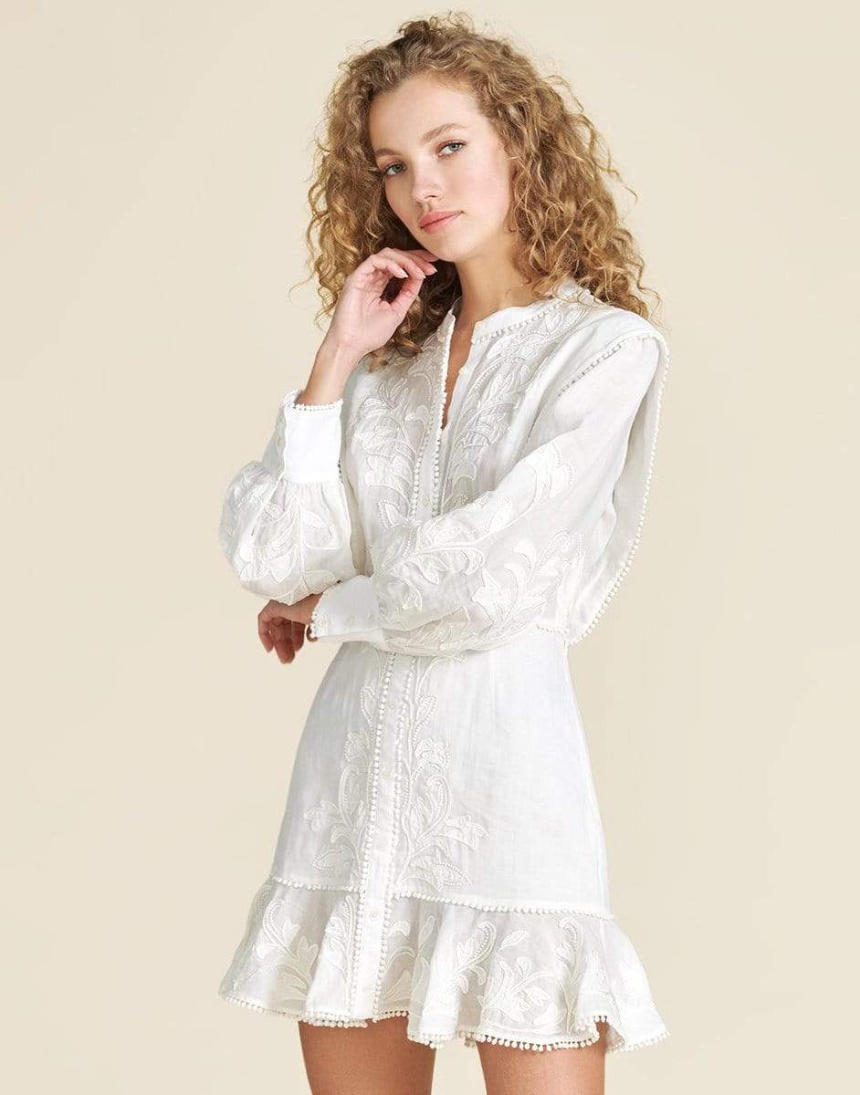 VERONICA BEARD-White Analeah Embroidered Minidress-