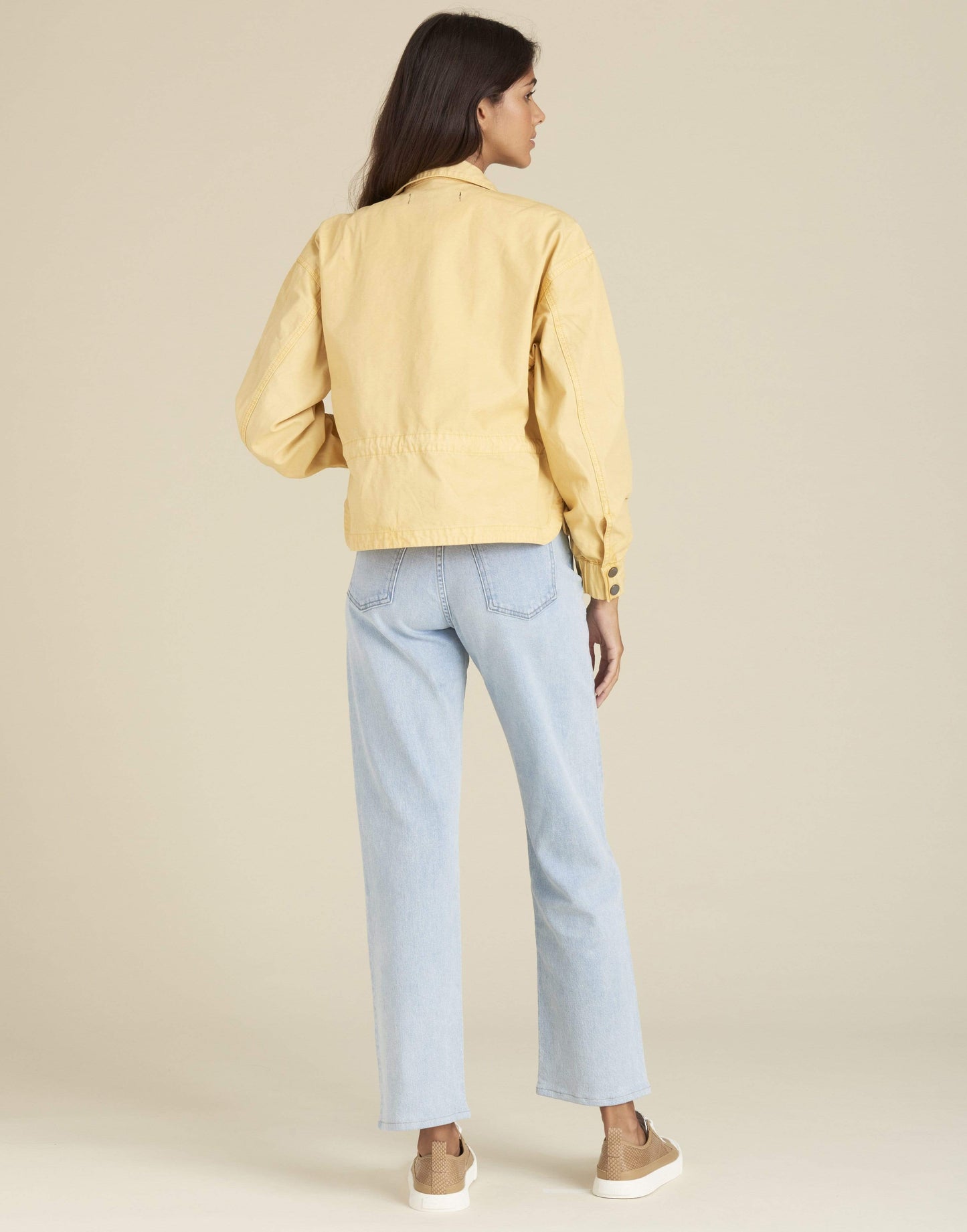 VERONICA BEARD-Mustard Roz Drawstring Peplum Jacket-