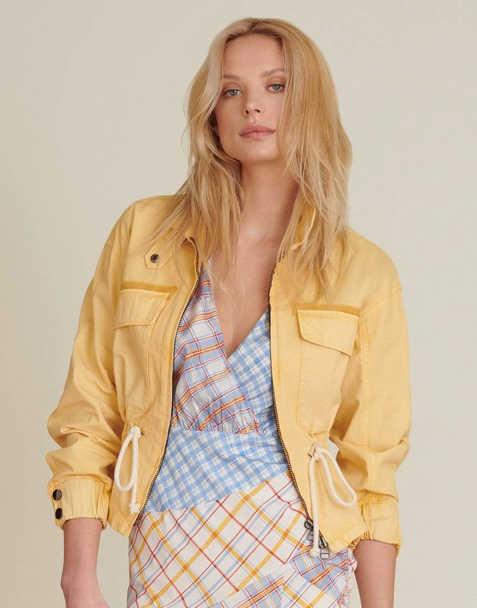 VERONICA BEARD-Mustard Roz Drawstring Peplum Jacket-