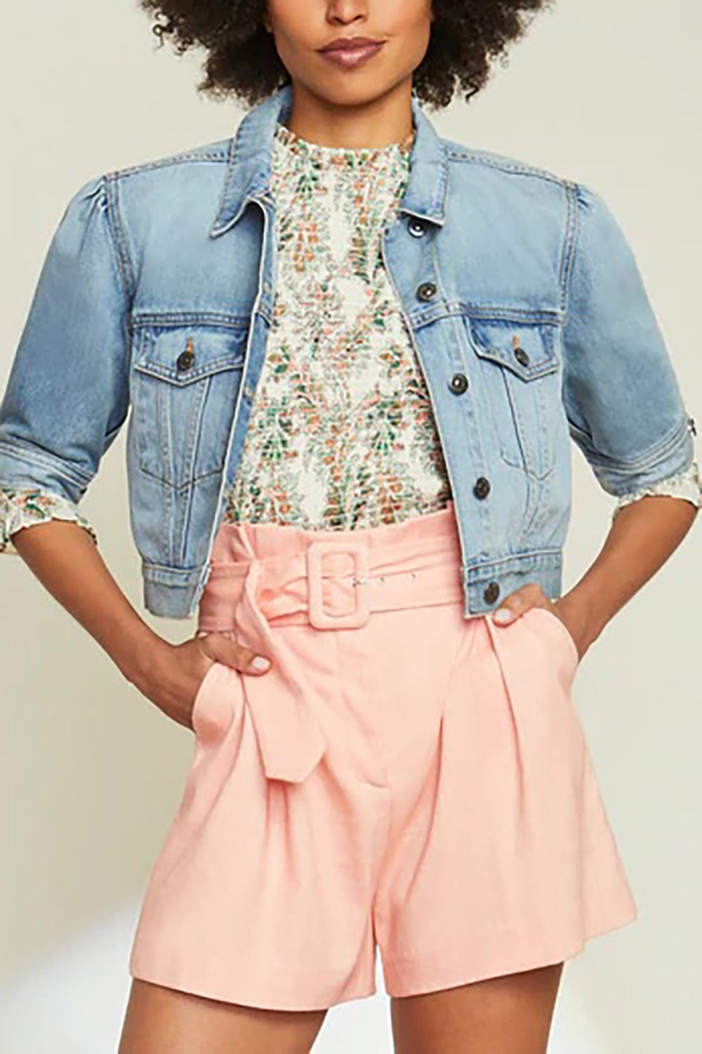 VERONICA BEARD-Raina Short Sleeve Denim Jacket-