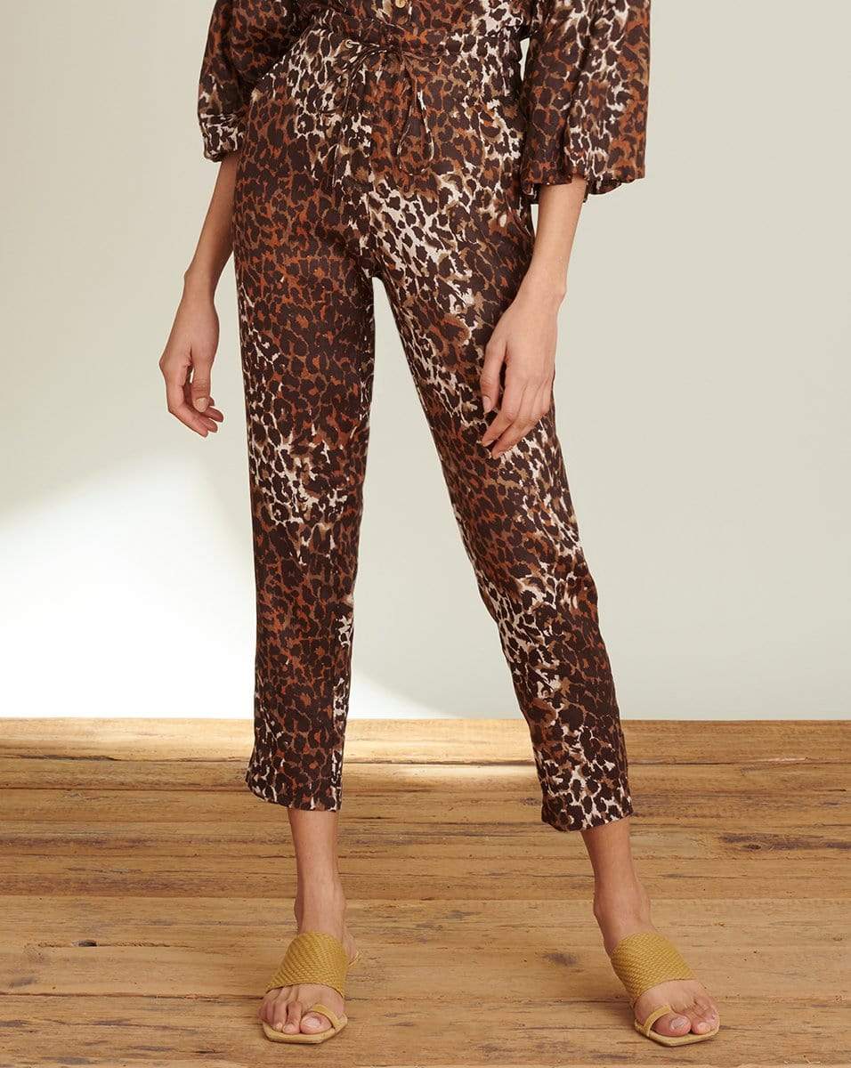 VERONICA BEARD-Oksana Linen Leopard Pant-