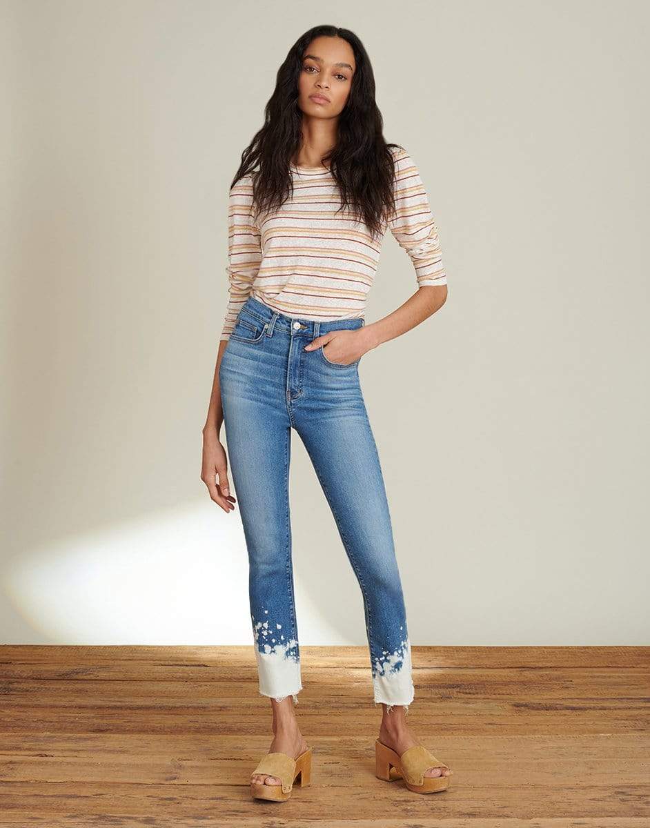 VERONICA BEARD-Carly Splatter Detail High-Rise Kick Flare Jean-