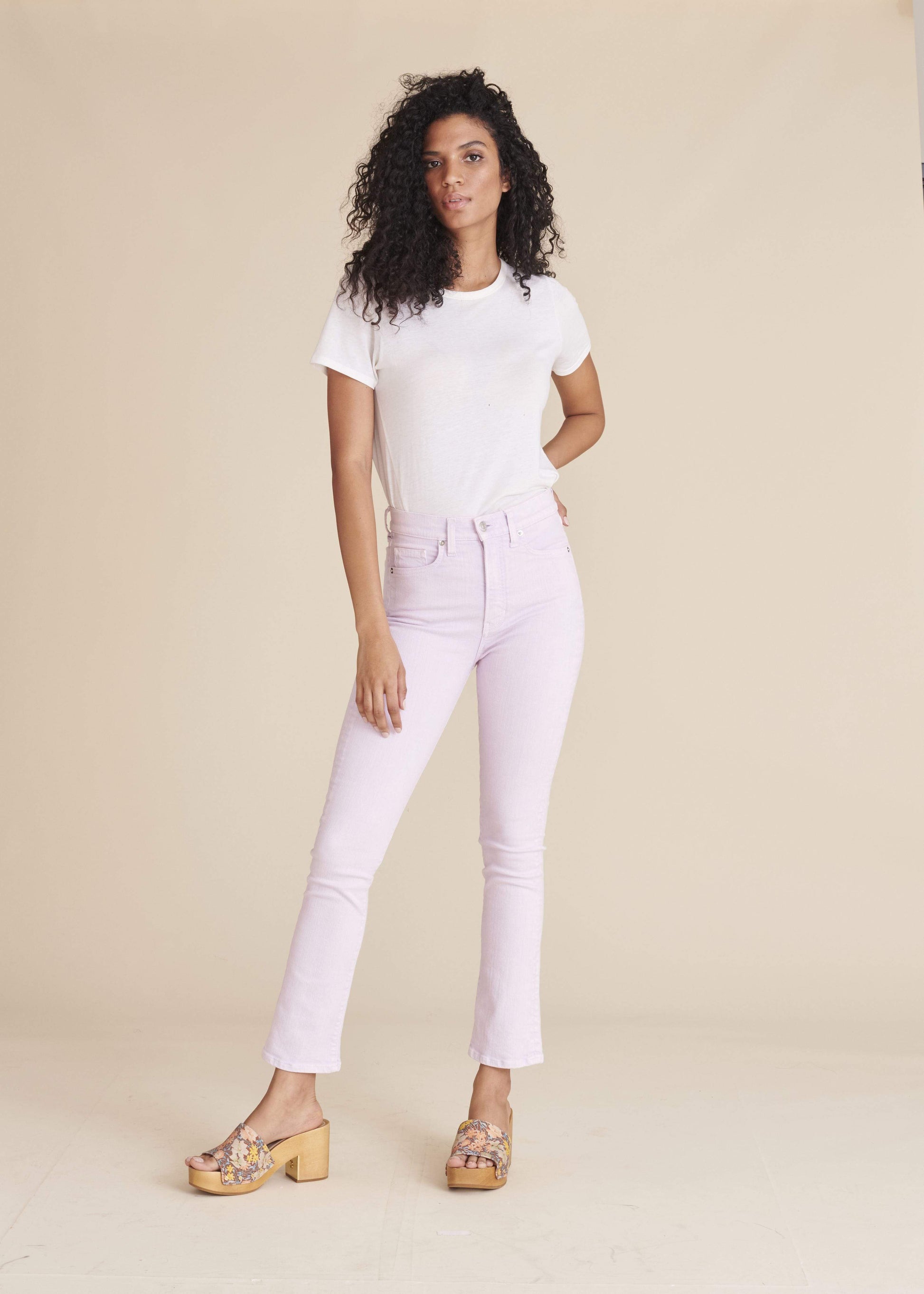 VERONICA BEARD-Carly High-Rise Kick Flare Jean - Lavender-