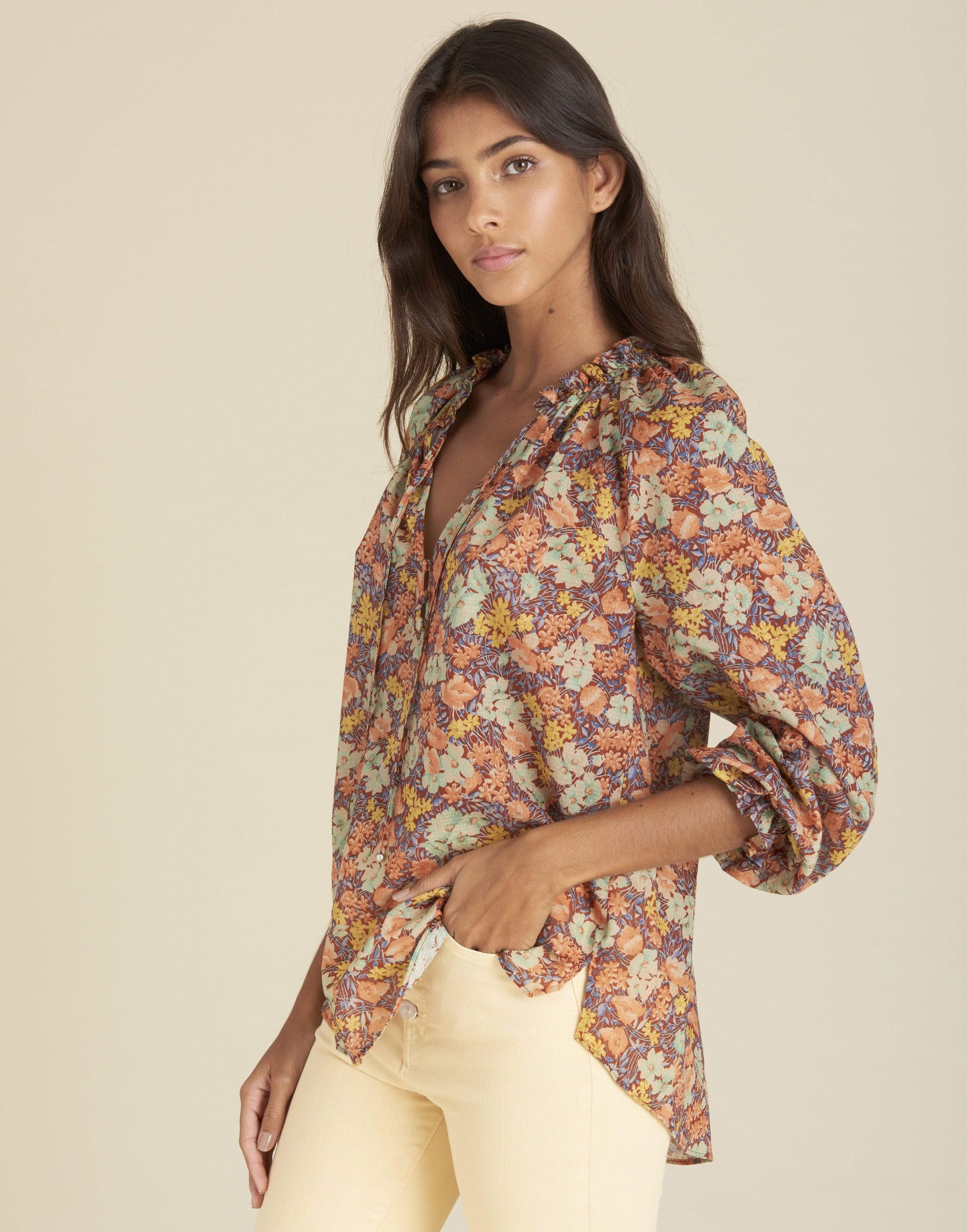 VERONICA BEARD-Floral Antonette Top-