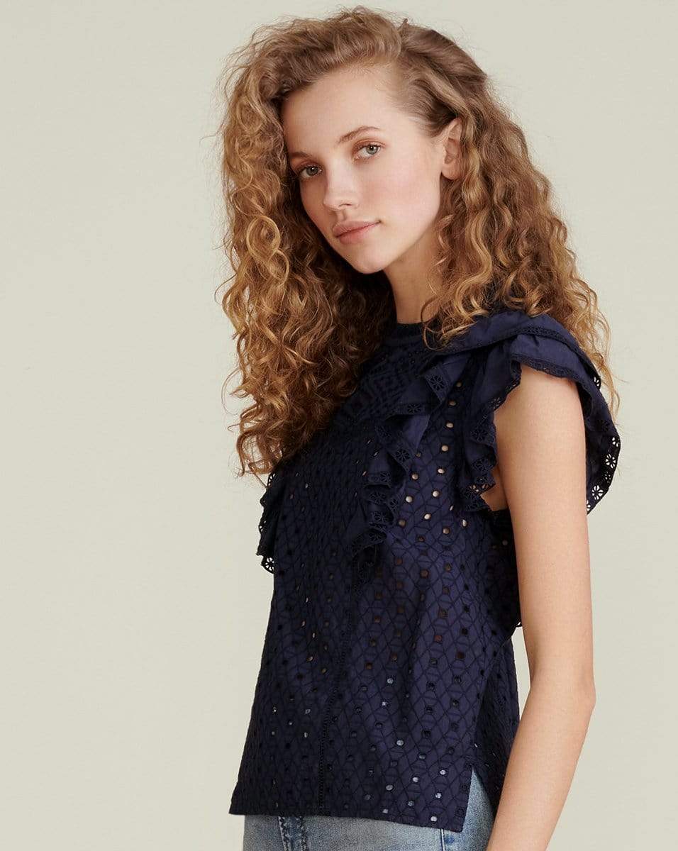 VERONICA BEARD-Jie Eyelet Top - Navy-