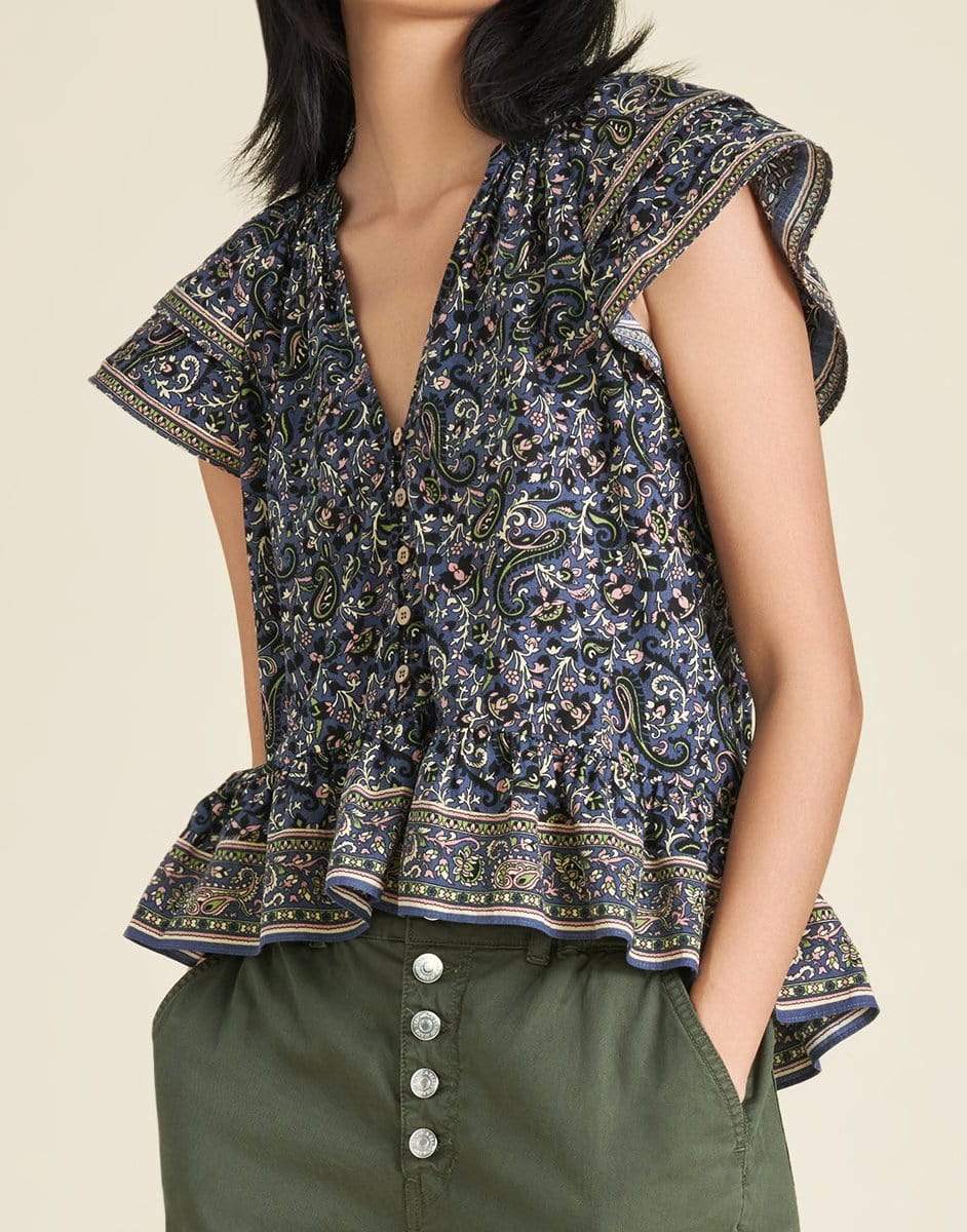VERONICA BEARD-Mahia Ruffled Paisley Top-