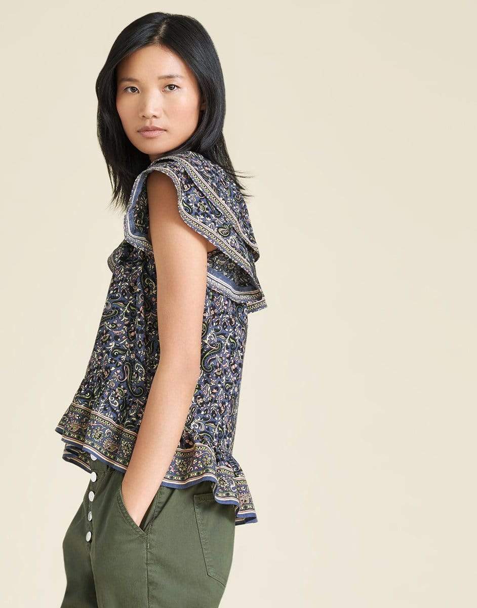 VERONICA BEARD-Mahia Ruffled Paisley Top-