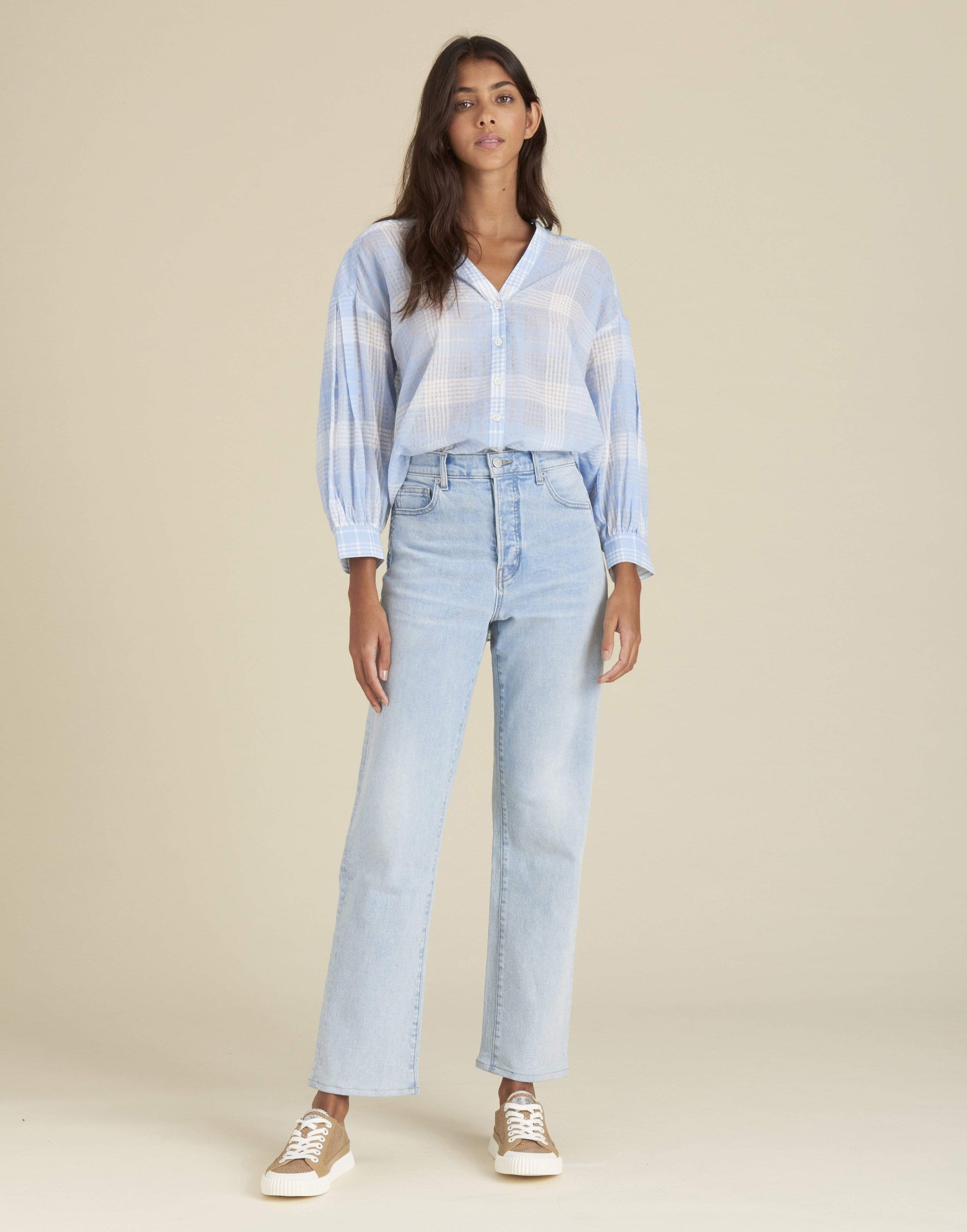VERONICA BEARD-Sky White Harris Shirt-