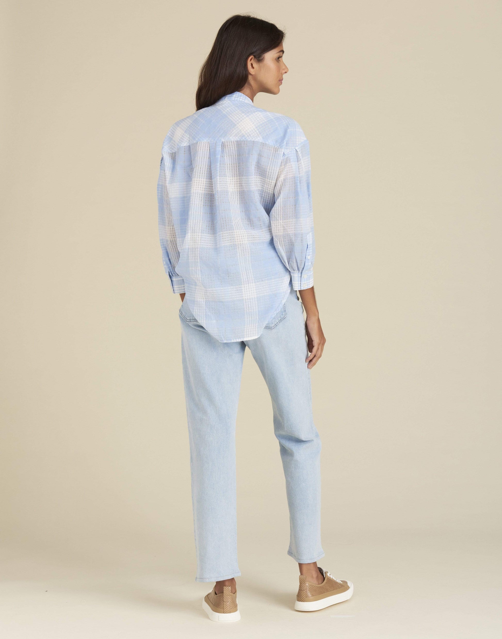 VERONICA BEARD-Sky White Harris Shirt-