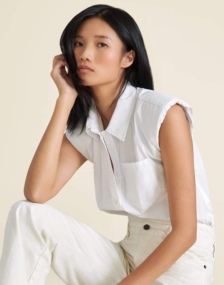 VERONICA BEARD-Kat Padded Shoulder Top-