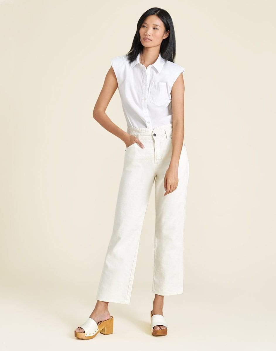 VERONICA BEARD-Kat Padded Shoulder Top-