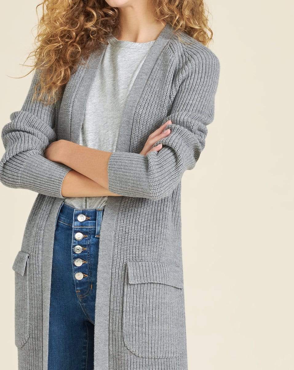 VERONICA BEARD-Pearl Mixed-Media Trench Cardigan-