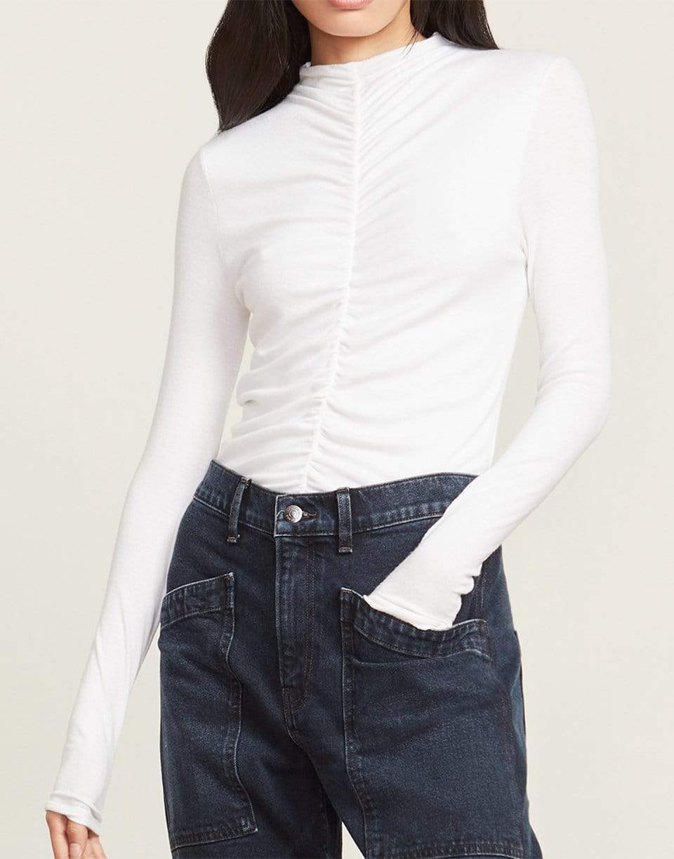VERONICA BEARD-Theresa Ruched Turtleneck - White-