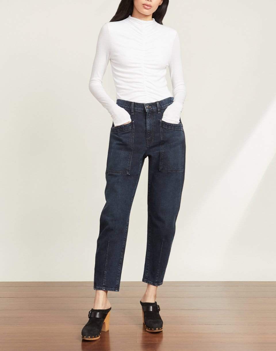 VERONICA BEARD-Theresa Ruched Turtleneck - White-