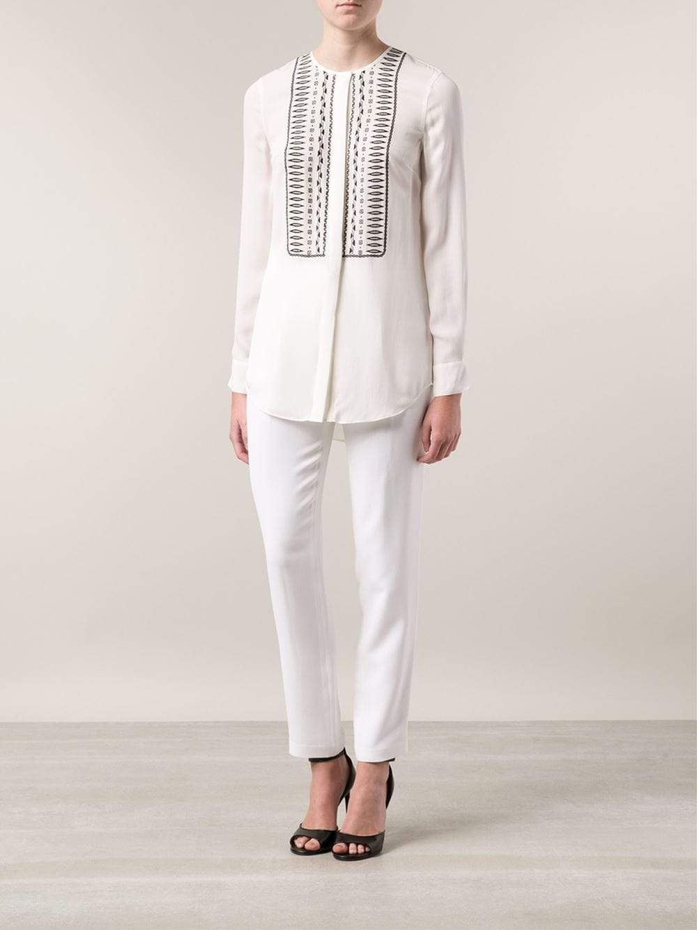 VERONICA BEARD-Embroidered Button Down Tunic-