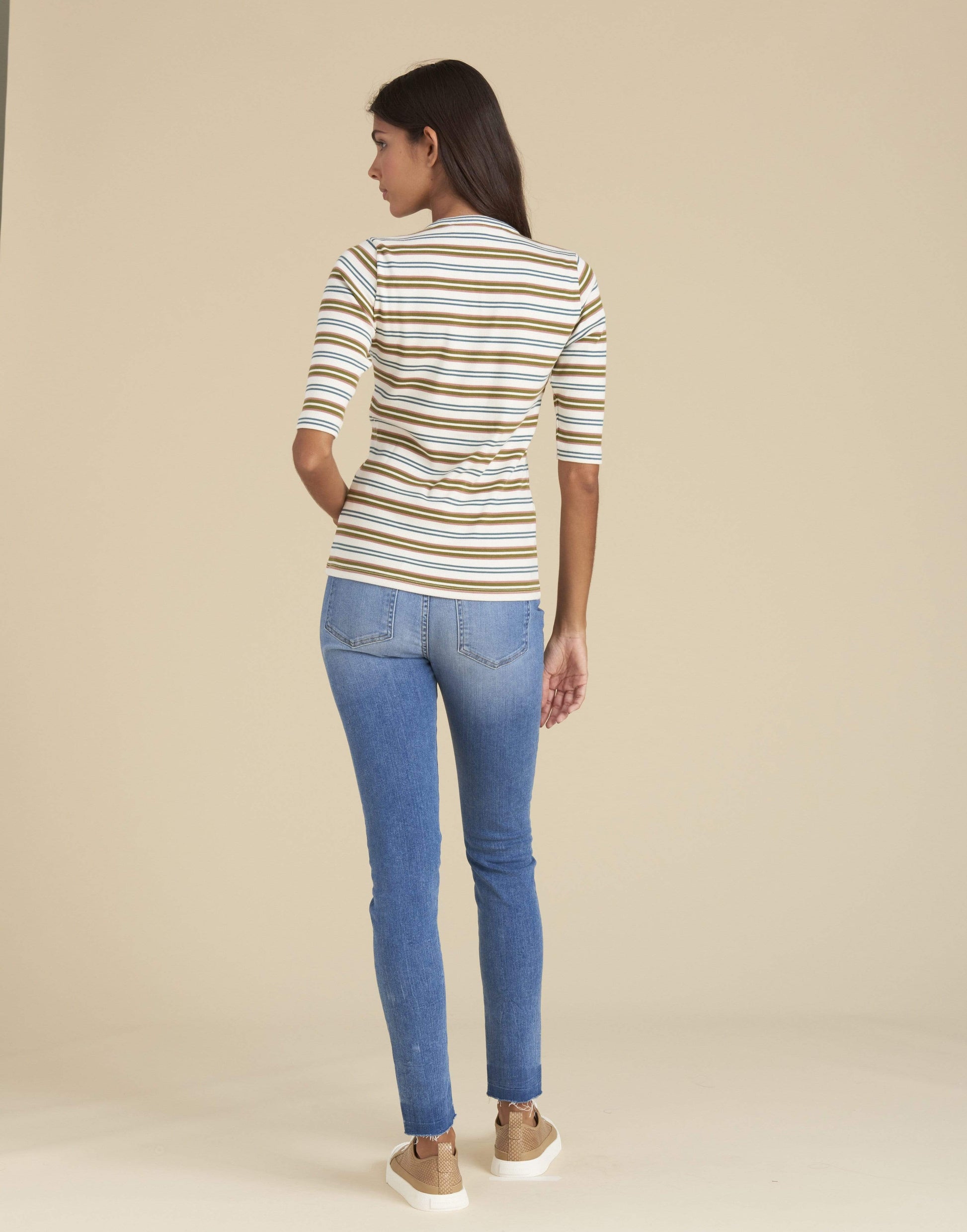 VERONICA BEARD-Ophelie Striped Henley Top-