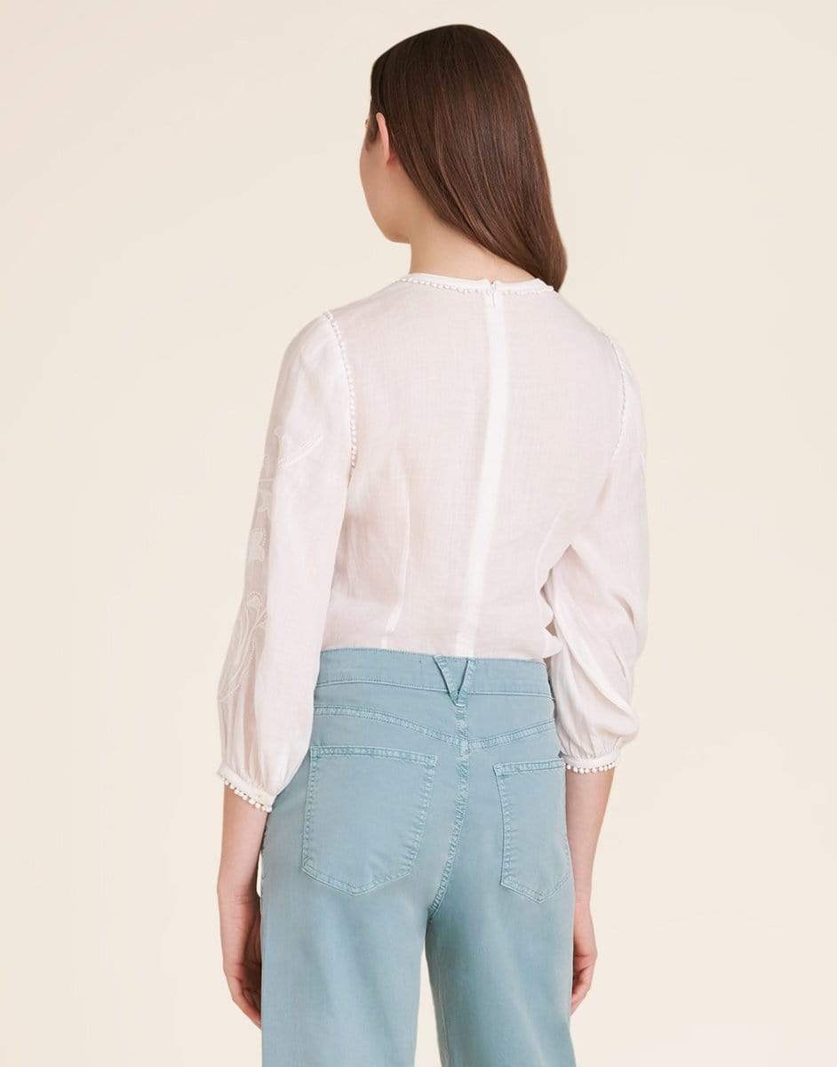 VERONICA BEARD-White Maryana Embroidered Top-