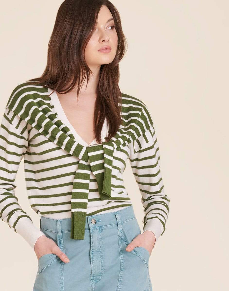 VERONICA BEARD-Leni Striped Tie Sweater-