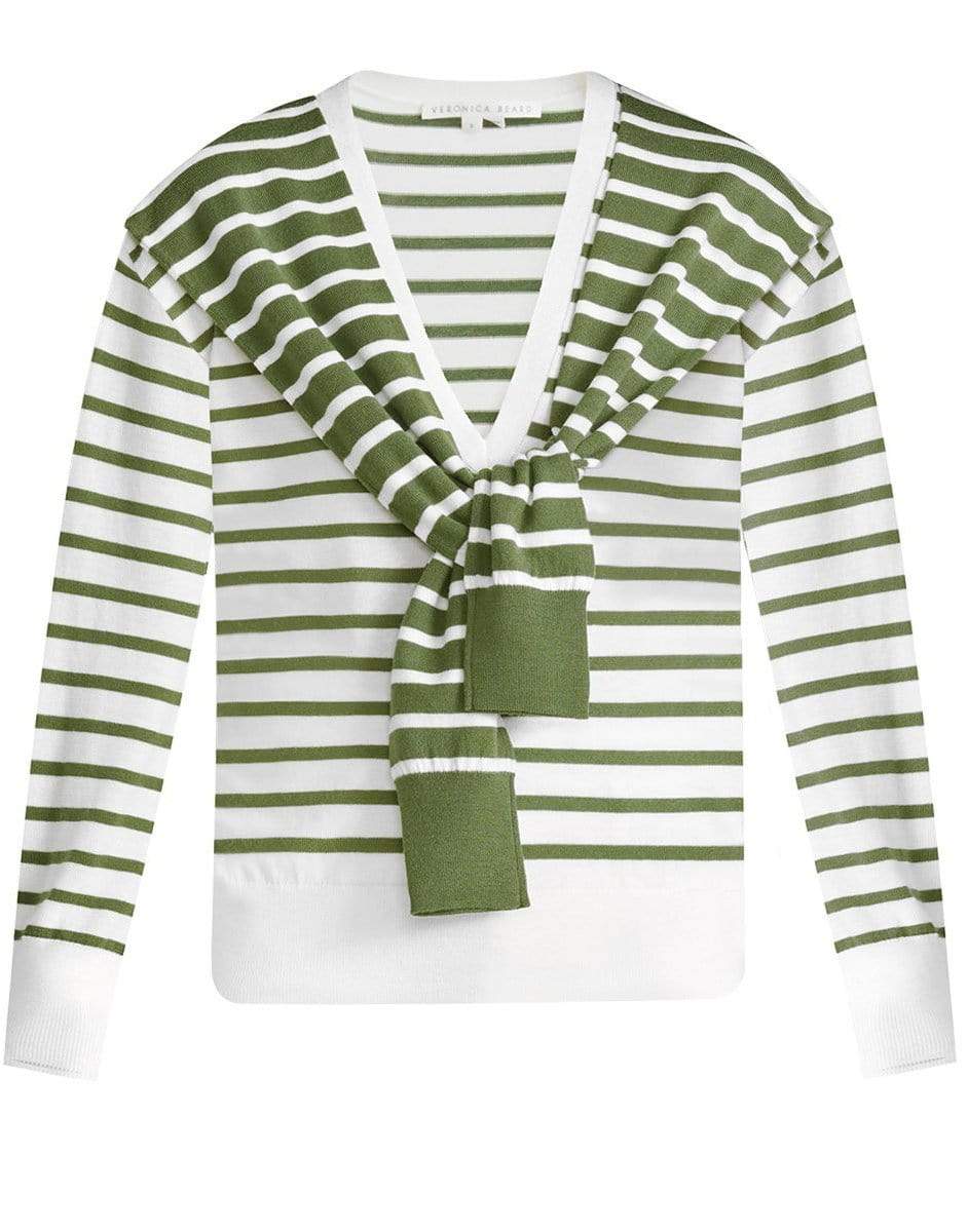 VERONICA BEARD-Leni Striped Tie Sweater-