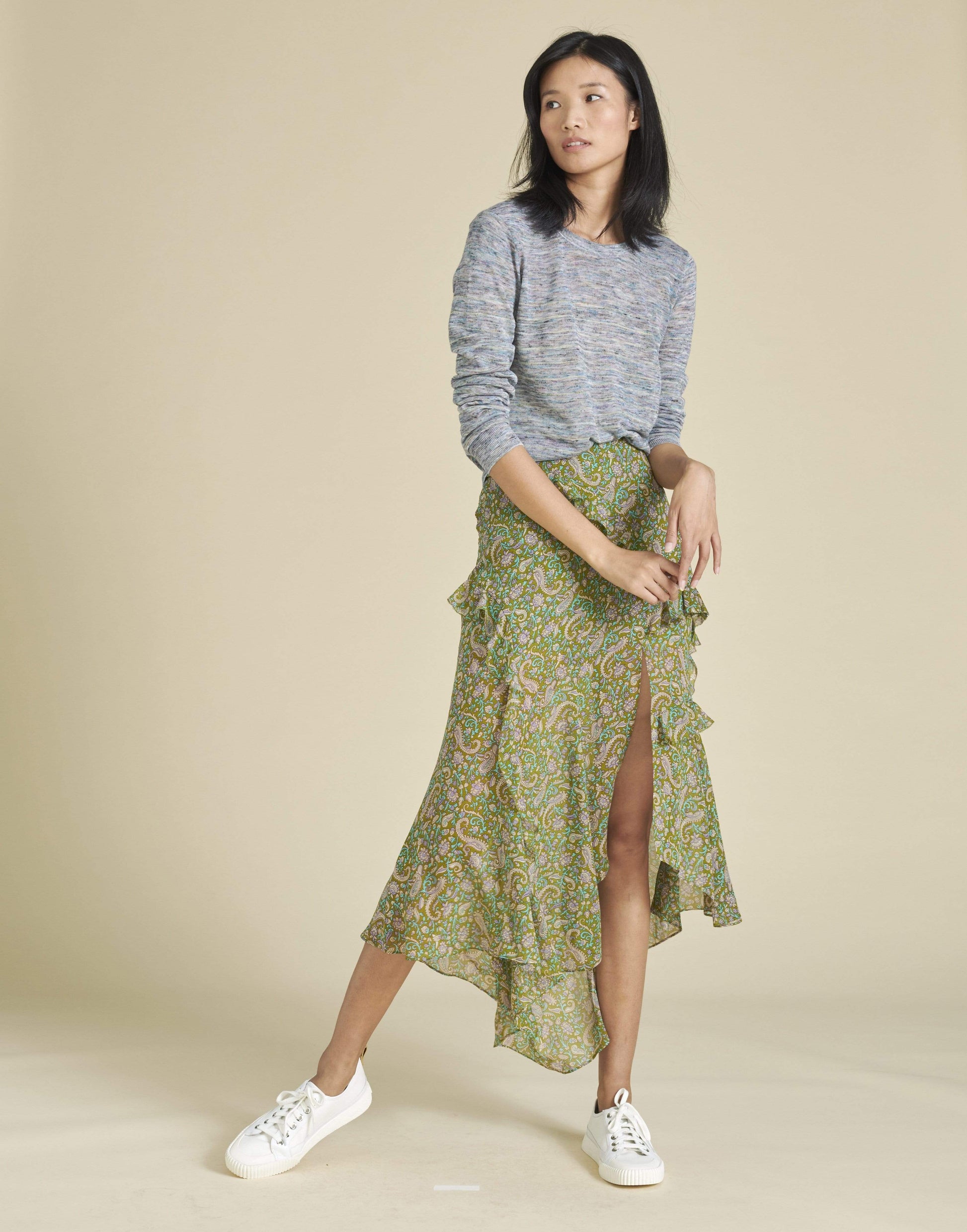 VERONICA BEARD-Blue Henderson Space-Dyed Pullover-
