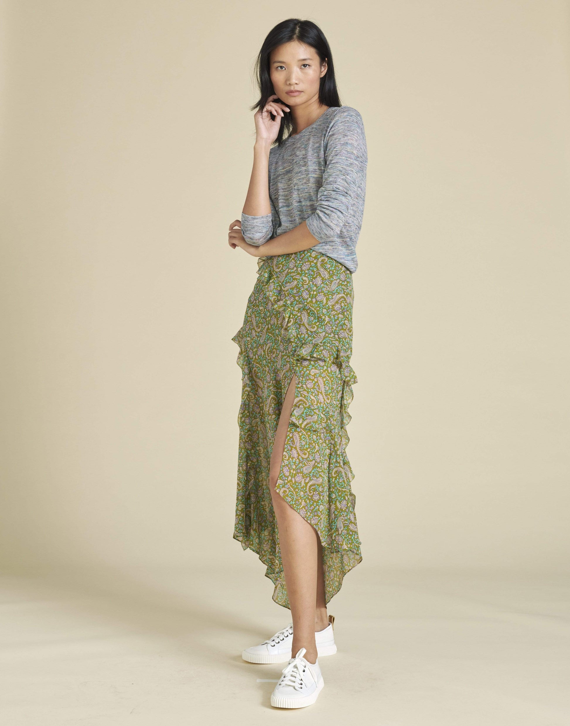VERONICA BEARD-Blue Henderson Space-Dyed Pullover-