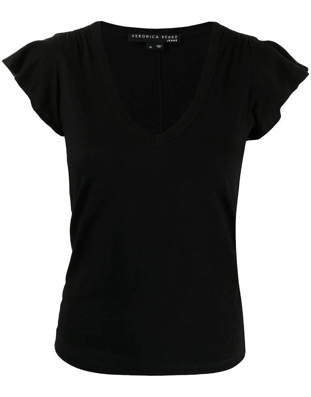 VERONICA BEARD-Mesa Ruffled-Sleeve Tee - Black-