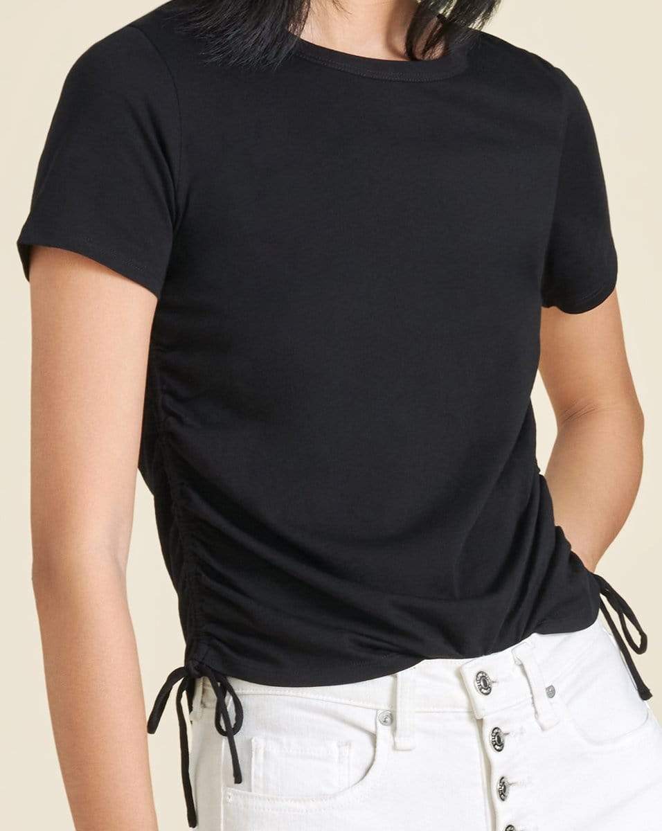 VERONICA BEARD-Tazi Ruched Tee - Black-