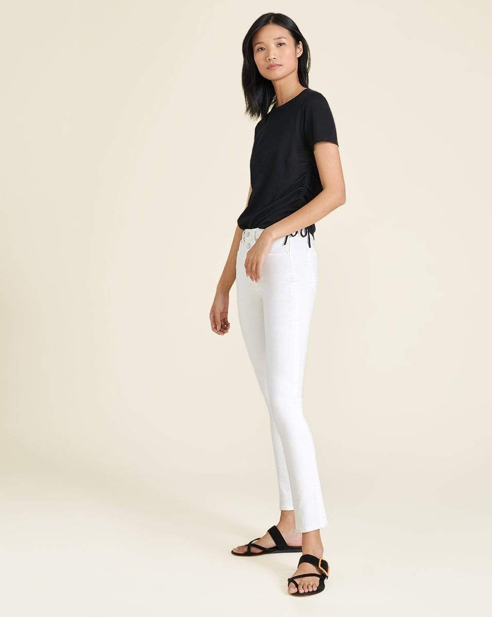 VERONICA BEARD-Tazi Ruched Tee - Black-