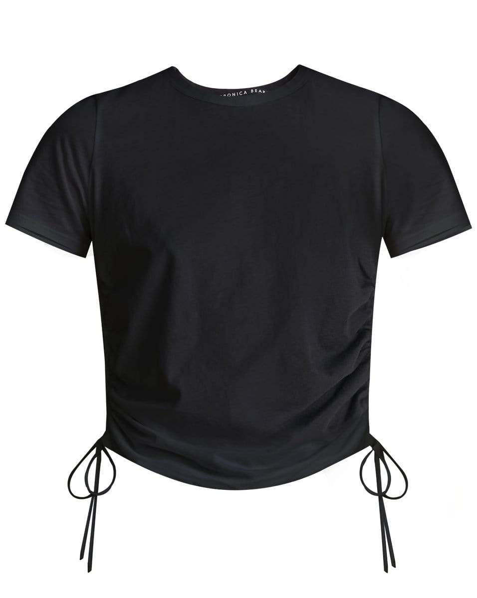 VERONICA BEARD-Tazi Ruched Tee - Black-