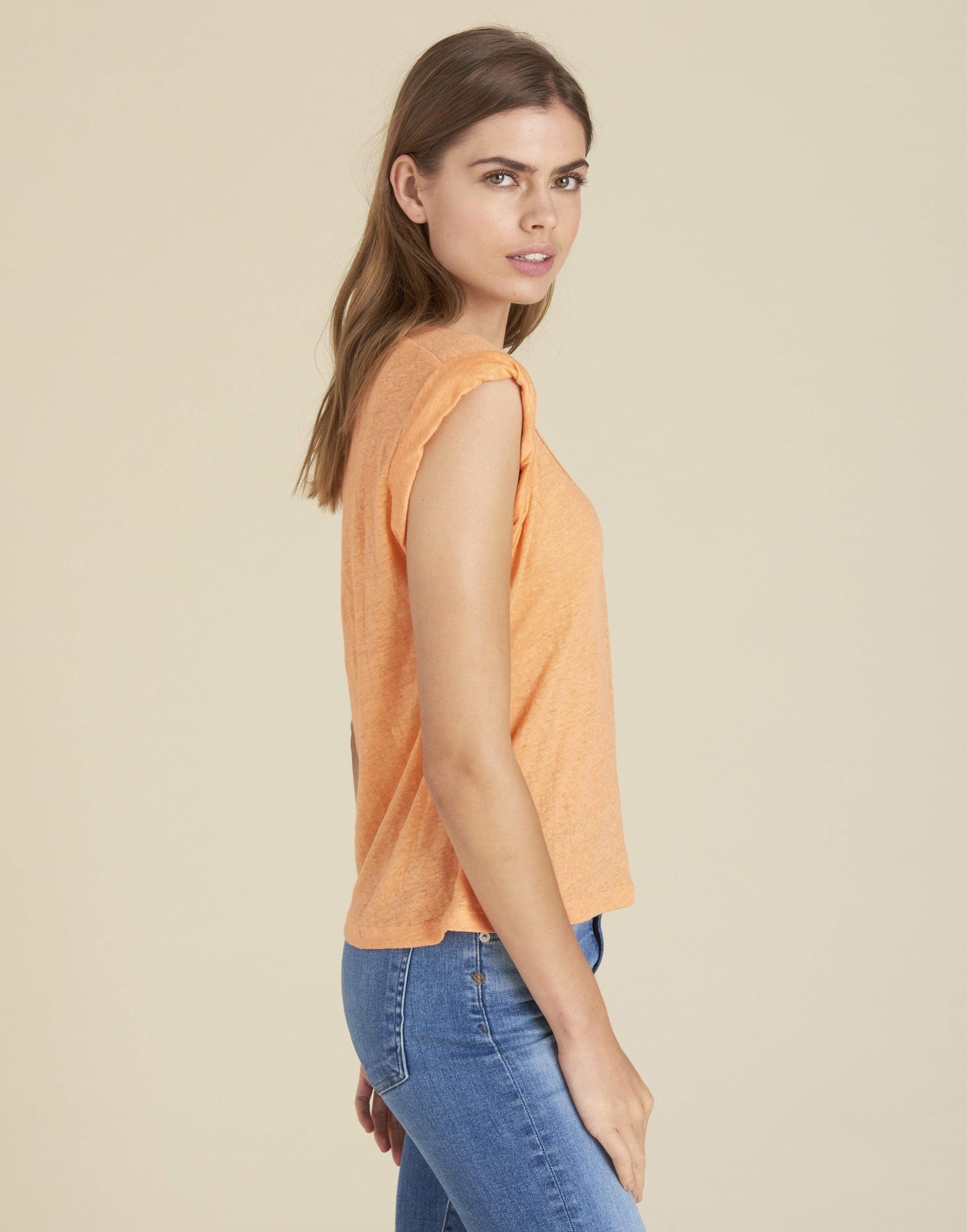 VERONICA BEARD-Tangerine Arion Muscle Tee-