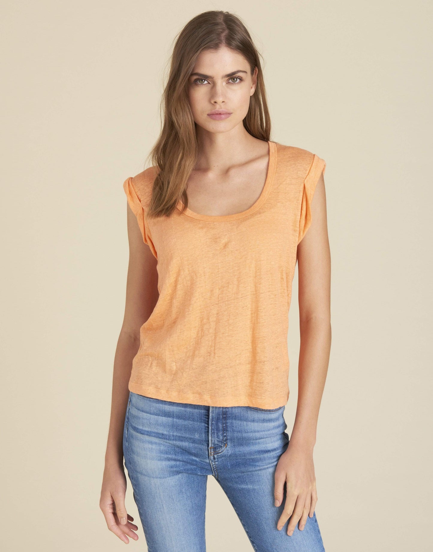 VERONICA BEARD-Tangerine Arion Muscle Tee-