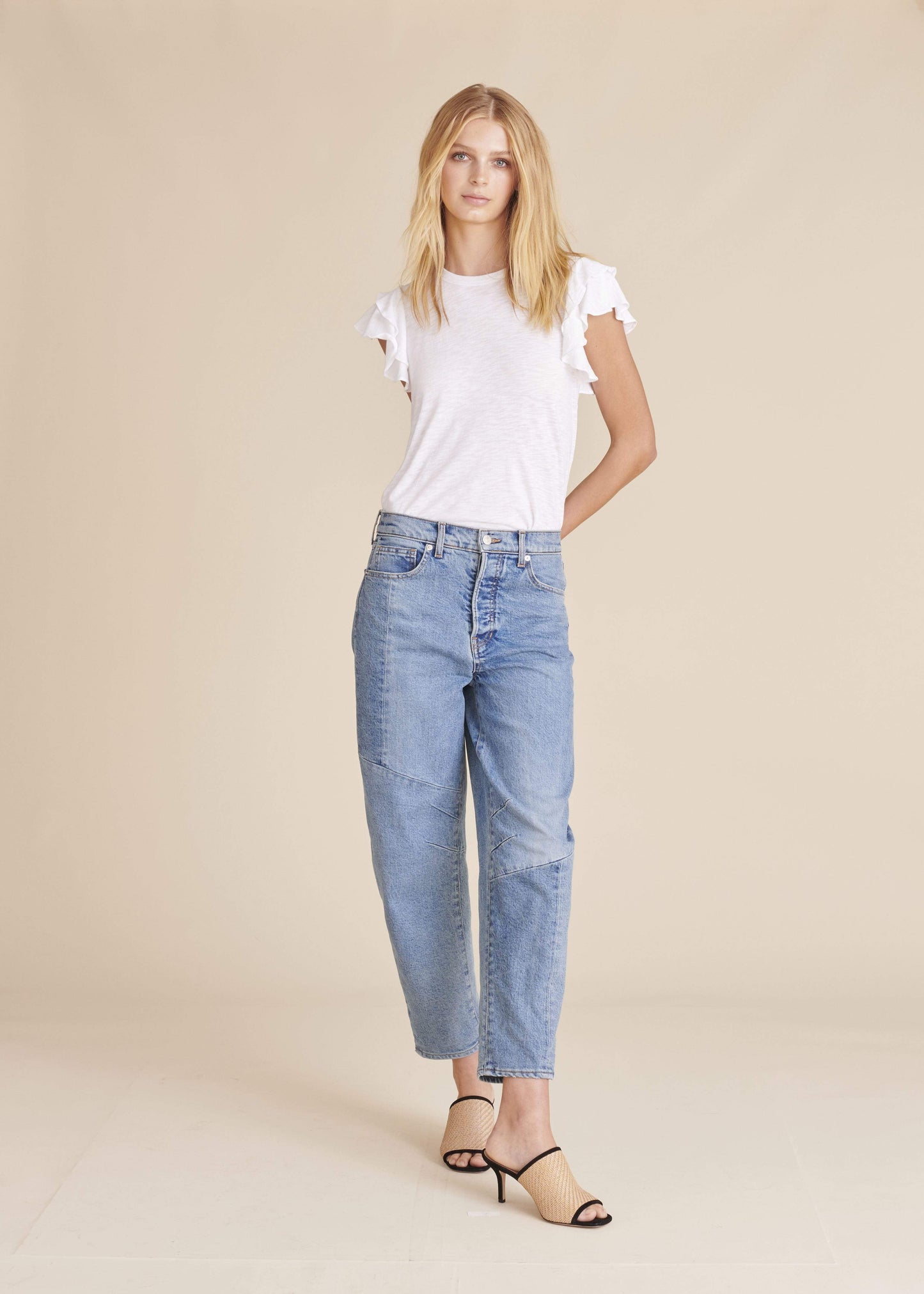 VERONICA BEARD-Akeela Ruffle Tee - White-