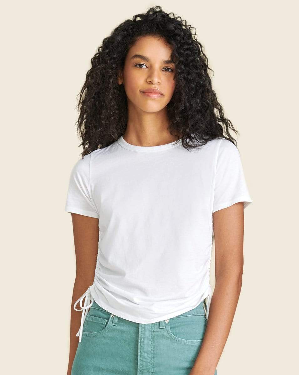 VERONICA BEARD-Tazi Ruched Tee - White-