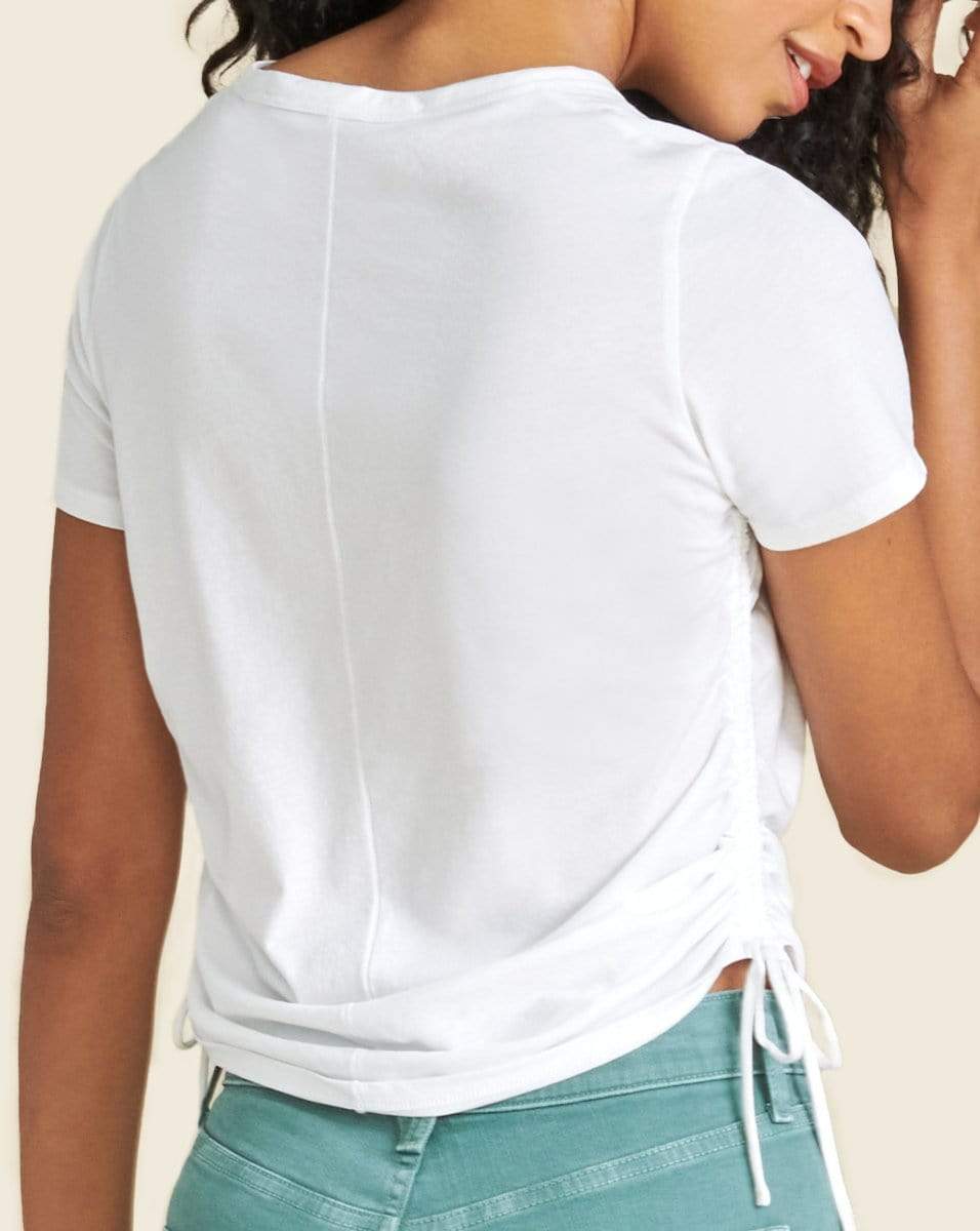 VERONICA BEARD-Tazi Ruched Tee - White-