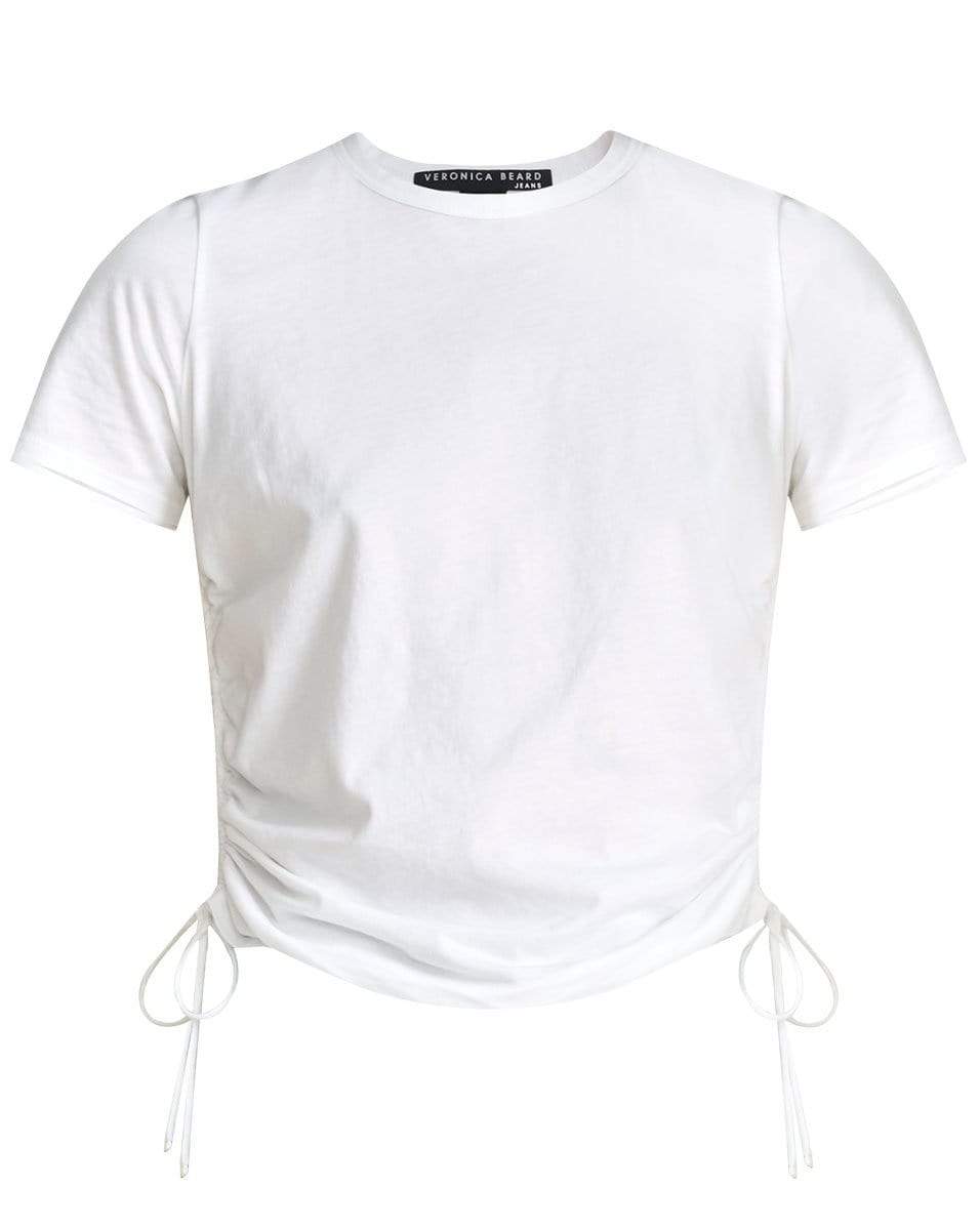 VERONICA BEARD-Tazi Ruched Tee - White-