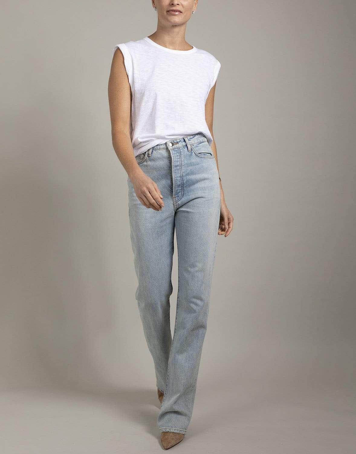 VERONICA BEARD-White Dree Muscle Tee-