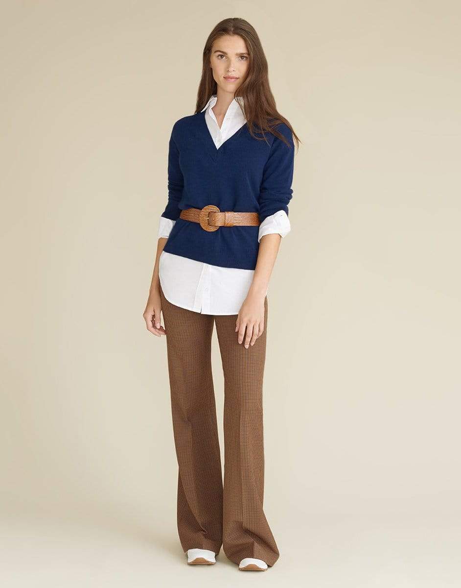 VERONICA BEARD-Navy Brami Mixed-Media Sweater-